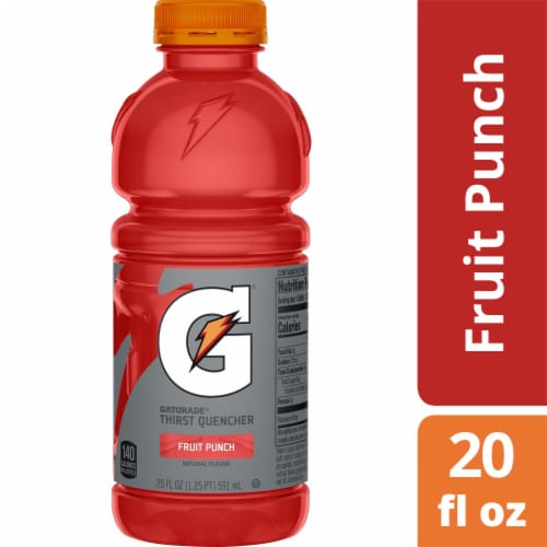 Gatorade Thirst Quencher Red Fruit Punch Electrolyte Enhanced Sports Drink Perspective: front