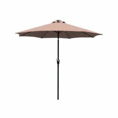Four Seasons Courtyard 9’ Polyester Patio Market Umbrella with Steel Pole, Beige Perspective: front