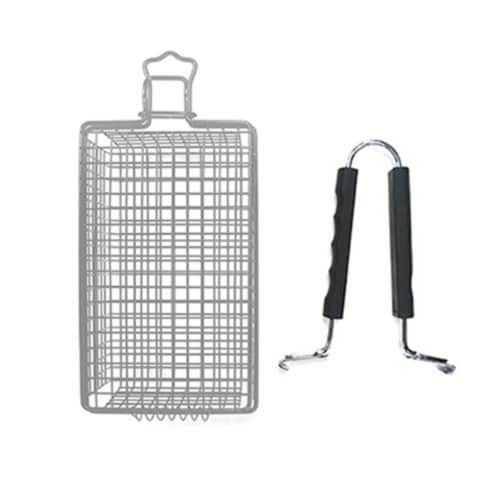 Mr. Bar-B-Q Products 257104 Grill Zone Grill & Flip Basket, Brushed Silver Perspective: front