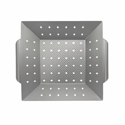 Mr. Bar-B-Q Products 257120 Grill Zone Non-Stick Embossed Wok Topper, Brushed Silver Perspective: front