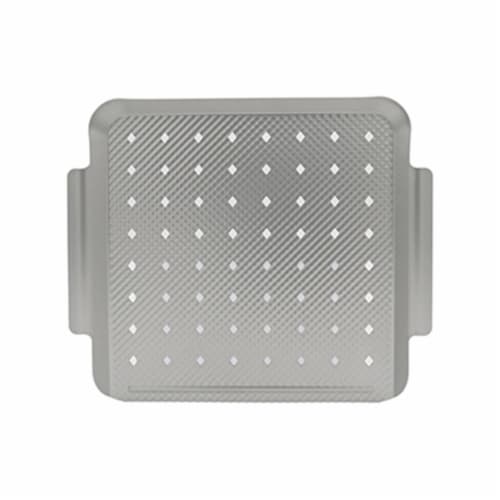 Mr. Bar-B-Q Products 257121 Grill Zone Small Embossed Grill Topper, Brushed Silver Perspective: front