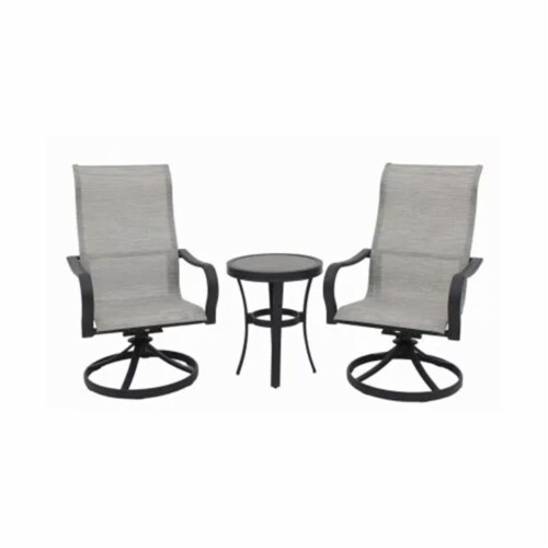 Four Seasons Courtyard Palermo 3 Piece Aluminum Bistro Set with Swivel Rockers Perspective: front