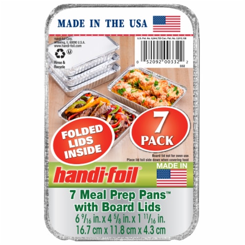 Handi-foil Meal Prep Pans with Folded Lids Perspective: front
