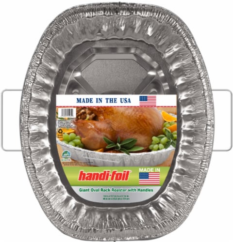 Handi-foil® Eco-Foil Oval Rack Roaster Pan with Handles - Silver