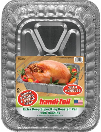 Handi-foil® Extra Deep Super King Roaster® Pan with Handles Perspective: front