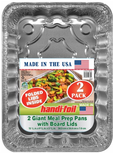 Handi-foil® Giant Meal Prep Disposable Pans with Board Lids - Silver Perspective: front