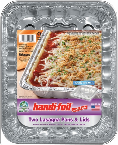 Handi-foil® Cook-n-Carry® Lasagna Pans and Lids - Silver, 2 pk / 11.75 x  9.3 in - Baker's