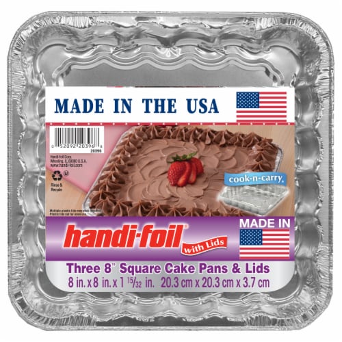 Handi-foil® Eco-Foil Cook-n-Carry Square Cake Pans & Lids, 3 pk / 8 x 8 in  - Fry's Food Stores