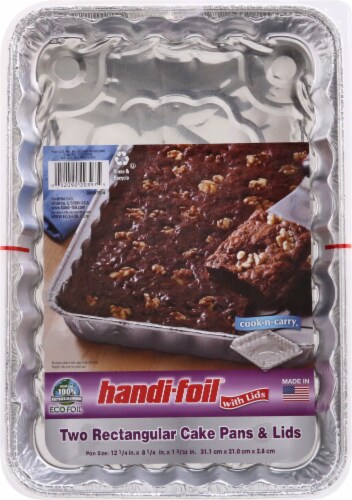 Handi-foil® Cook-n-Carry® Rectangular Cake Disposable Pans and Lids - Silver Perspective: front