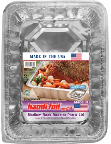 Handi-foil® Cook-n-Carry® Medium Rack Roaster Pan & Lid Perspective: front