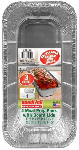 Handi-foil® 3 Meal Prep Pans™ with Board Lids Perspective: front