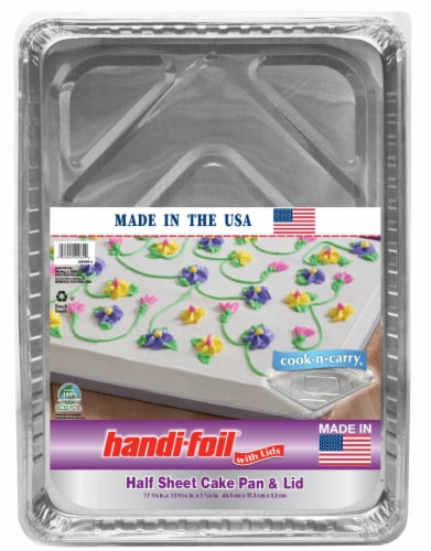 Handi-Foil Half 1/2 Size Sheet Cake Aluminum Foil Pan w/Clear Low Dome Lid  (pack of 10)