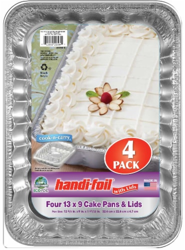 Handi-foil® Cook-n-Carry Cake Pans & Lids - Silver, 4 pk / 13 x 9 in - Fred  Meyer