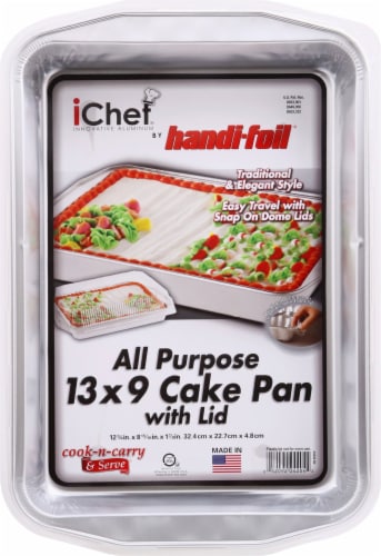 Handi-Foil Fun Colors 13x9 in Cake Pans with Red Lids