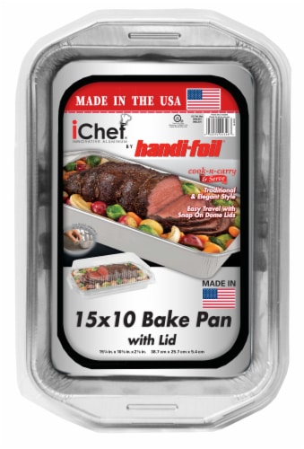 Handi-foil® iChef® Bake Disposable Pan and Lid - Silver Perspective: front