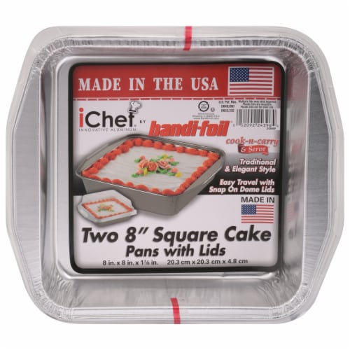 Handi-foil® iChef® Square Cake Pans and Lids - Silver, 2 pk / 8 x