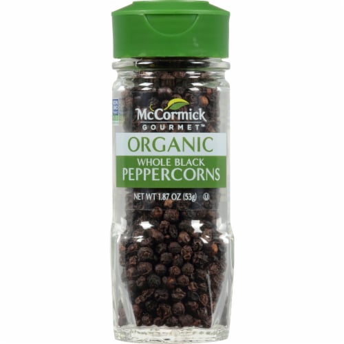 McCormick Gourmet Organic Whole Black Peppercorns Perspective: front