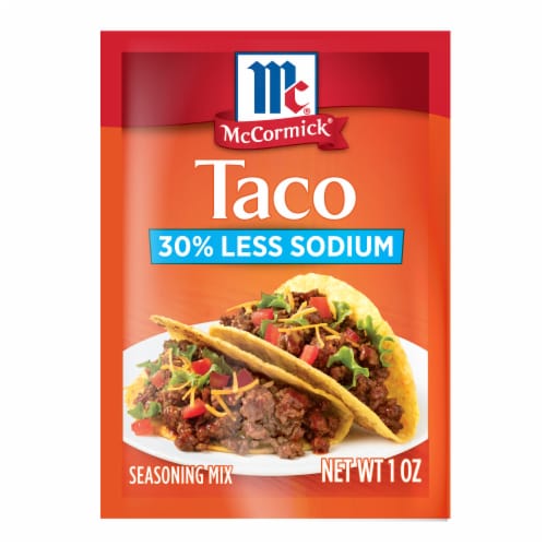 McCormick 30% Less Sodium Taco Seasoning Mix Perspective: front