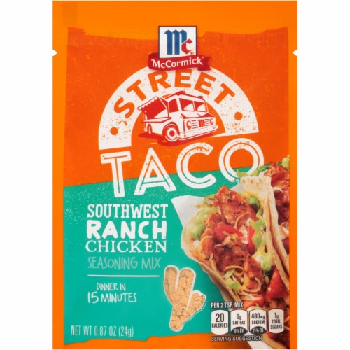 McCormick® Street Tacos Southwest Ranch Chicken Seasoning Mix Perspective: front