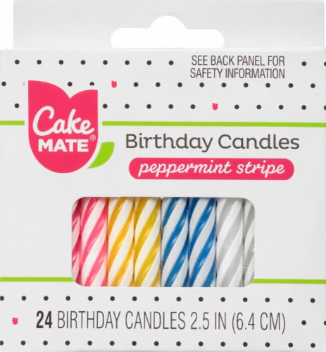 Cake Mate Birthday Candles - Peppermint Stripe Perspective: front