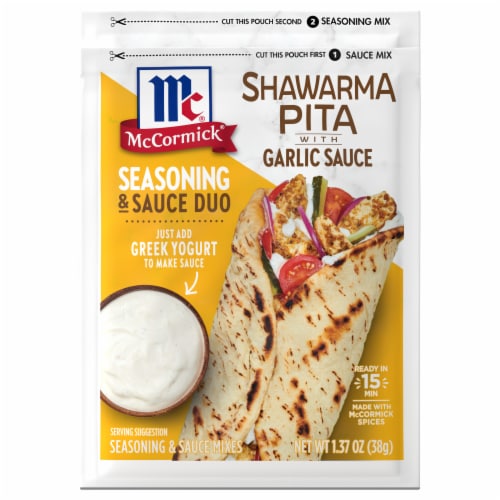 McCormick Shawarma Pita & Garlic Sauce Seasoning & Sauce Duo Perspective: front