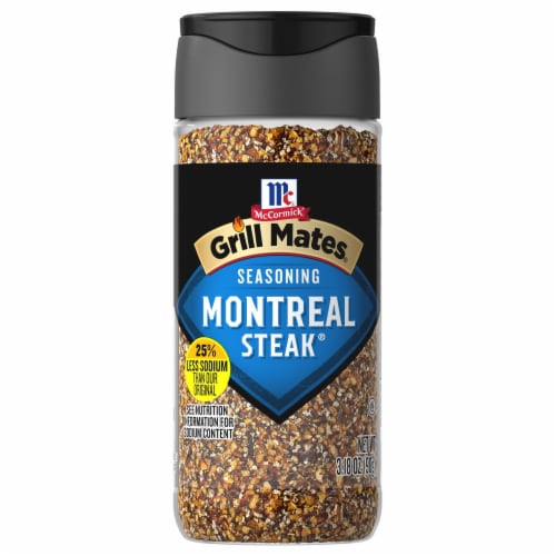 McCormick Grill Mates 25% Less Sodium Montreal Steak Seasoning Perspective: front