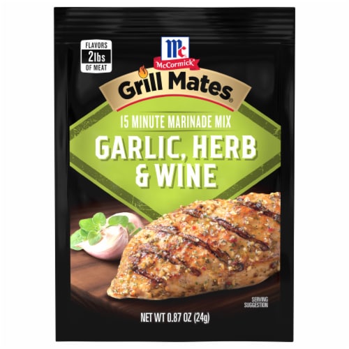 McCormick® Grill Mates® Garlic Herb & Wine Marinade Mix Perspective: front