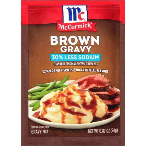 McCormick® Less Sodium Brown Gravy Mix Perspective: front