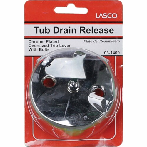 Lasco Two-Hole Chrome Oversized Bath Drain Face Plate with Trip Lever 03-1409 Perspective: front