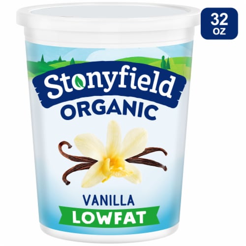 Stonyfield Organic Lowfat Yogurt, Vanilla Perspective: front