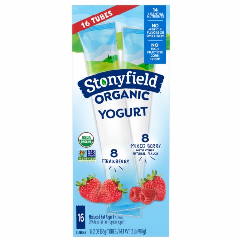 Stonyfield® Organic Kids Strawberry & Mixed Berry Lowfat Yogurt Tubes Variety Pack