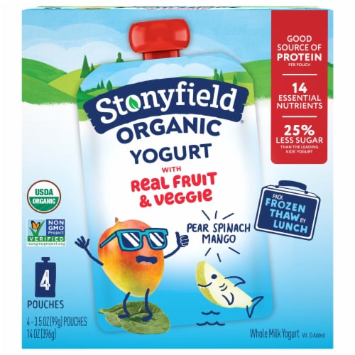 Stonyfield Organic® Pear Spinach Mango Whole Milk Perspective: front