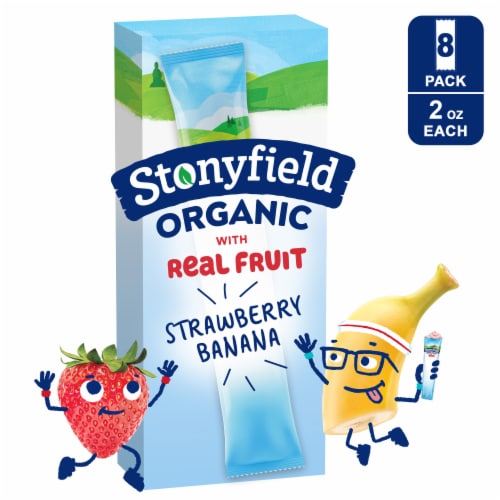 Stonyfield Organic Kids Reduced Fat Yogurt Tubes, Strawberry Banana Perspective: front