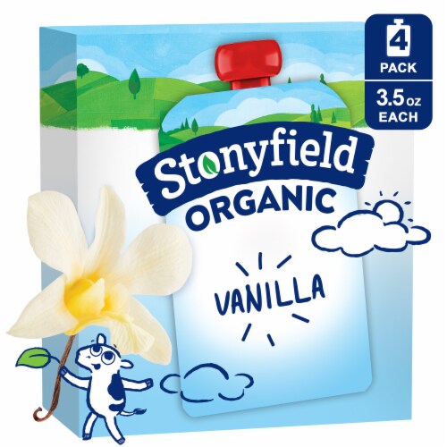 Stonyfield Organic Vanilla Whole Milk Yogurt Pouches Perspective: front