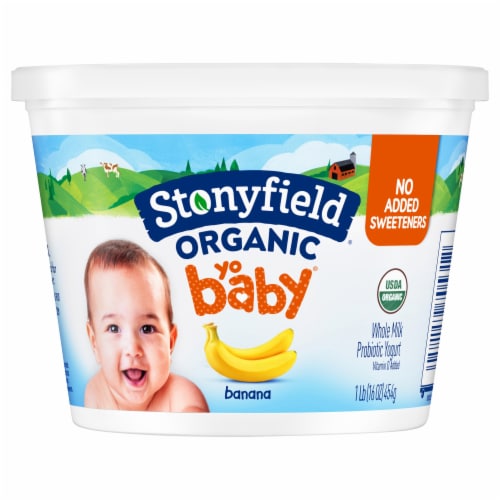 Stonyfield Organic YoBaby Whole Milk Baby Yogurt, Banana, 16oz Perspective: front