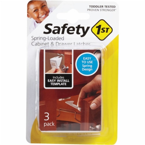 Safety 1st Spring 'n Release Safety Latches - 3 Pack - White Perspective: front