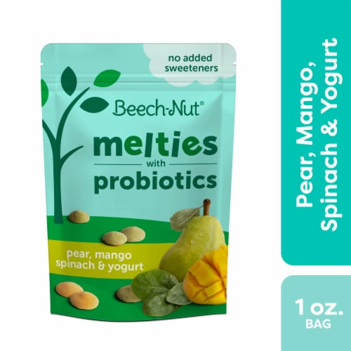 Beech-Nut Probiotic Melties Stage 3 Pear Mango Spinach & Yogurt Baby Melts Snack Bag