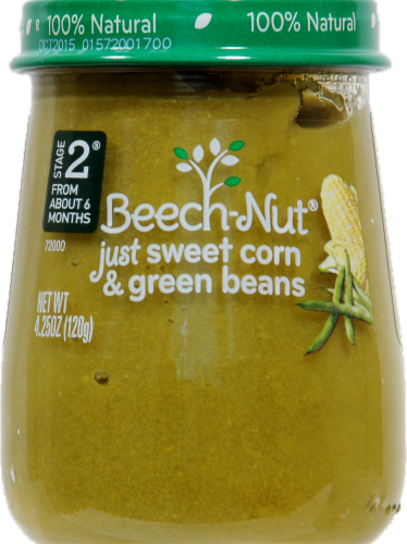 Beech-Nut Stage 2 Just Sweet Corn and Green Beans Jar Perspective: front