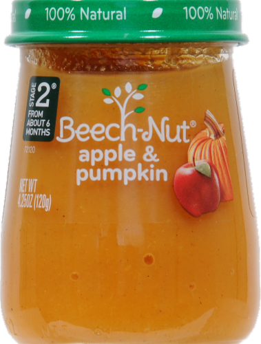 Beech-Nut Stage 2 Apple & Pumpkin Baby Food Jar Perspective: front