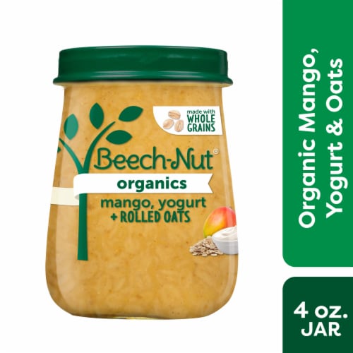 Beech-Nut Organics Stage 3 Organic Baby Food, Mango Yogurt & Oats Perspective: front
