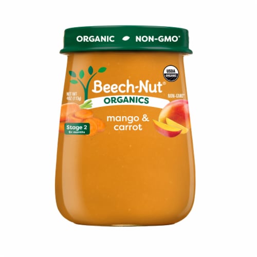 Beech-Nut® Organics Stage 2 Mango & Carrot Baby Food Jar Perspective: front