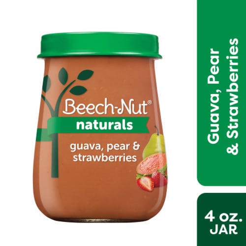 Beech-Nut® Naturals Stage 2 Guava Pear & Strawberries Baby Food Jar Perspective: front