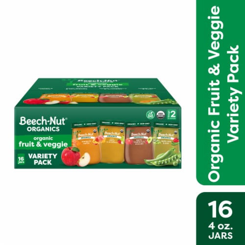 Beech-Nut Organics Stage 2 Baby Food Variety Pack, Fruit & Vegetable Perspective: front