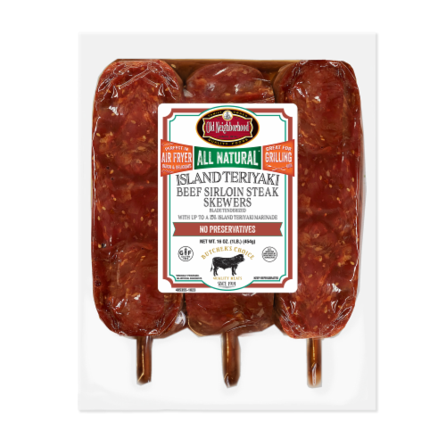 Old Neighborhood® Marinated Beef Skewers Island Teriyaki Flavor Perspective: front