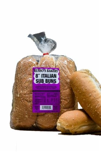 Russo's 8 Inch Italian Sub Buns 6 Count Perspective: front