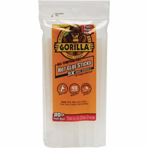 Gorilla 8 In. Standard Clear Hot Melt Glue (20-Pack) 3032002 Perspective: front