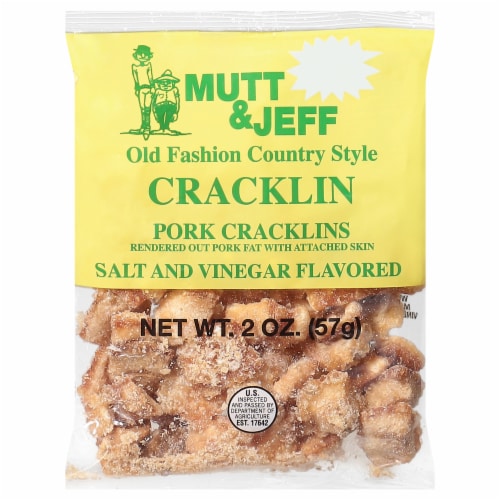 Mutt & Jeff Salt and Vinegar Flavored Pork Cracklin's Perspective: front
