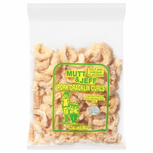 Mutt & Jeff Salt and Vinegar Pork Cracklin' Curls Perspective: front