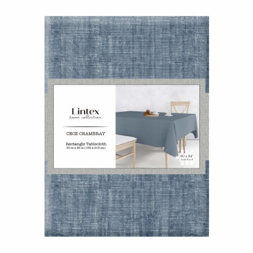 Lintex Cece Chambray Rectangle Tablecloth - Indigo Perspective: front