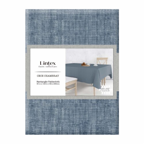 Lintex Cece Chambray Rectangle Tablecloth - Indigo Perspective: front